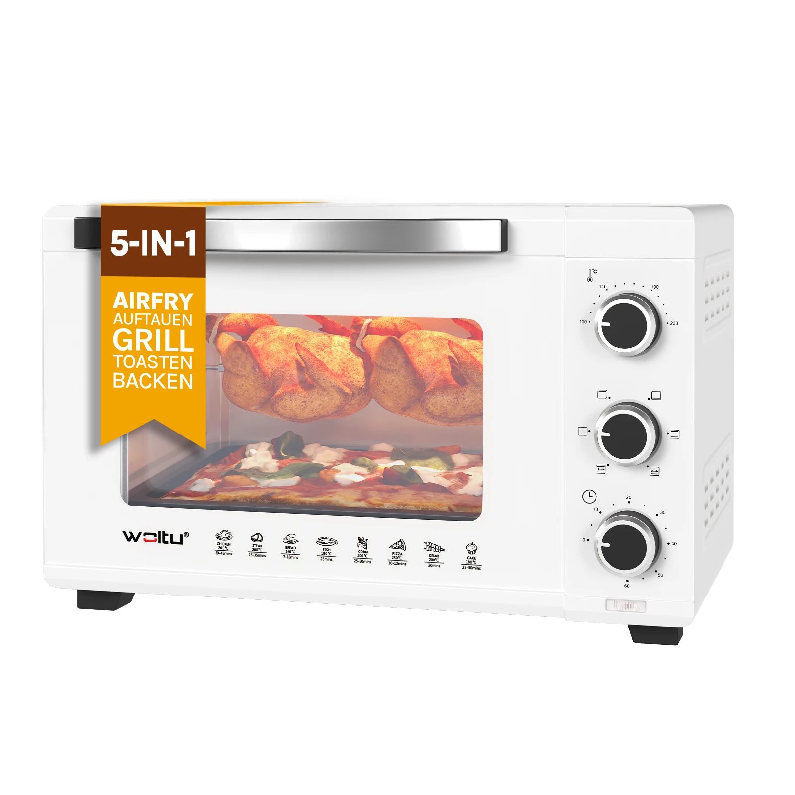 Mini four Electrique 21 L, avec Minuteur 0-60 min, thermostat 100°C-230