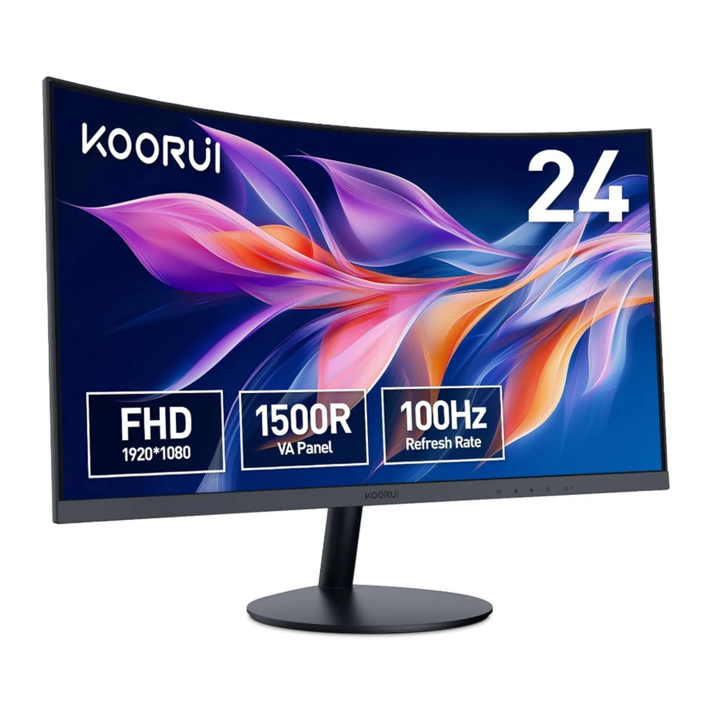 [5 € Rabatt mit Code: M5] KOORUI 23,6 Zoll FHD Curved Monitor, VA-Panel ...