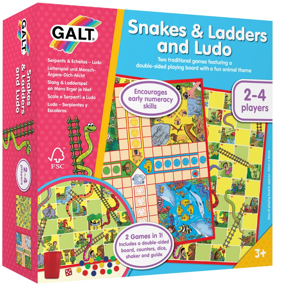 Galt Toys – Gioco Da Tavolo Classico: Serpenti E Scale + Ludo, Per Bambini Dai 3 Anni