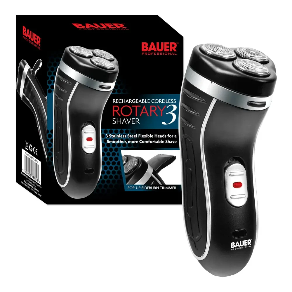 Triple Head Razor 3 Bauer 3-Head Rotary Shaver – Triple Stainless Steel Rotary Heads ...