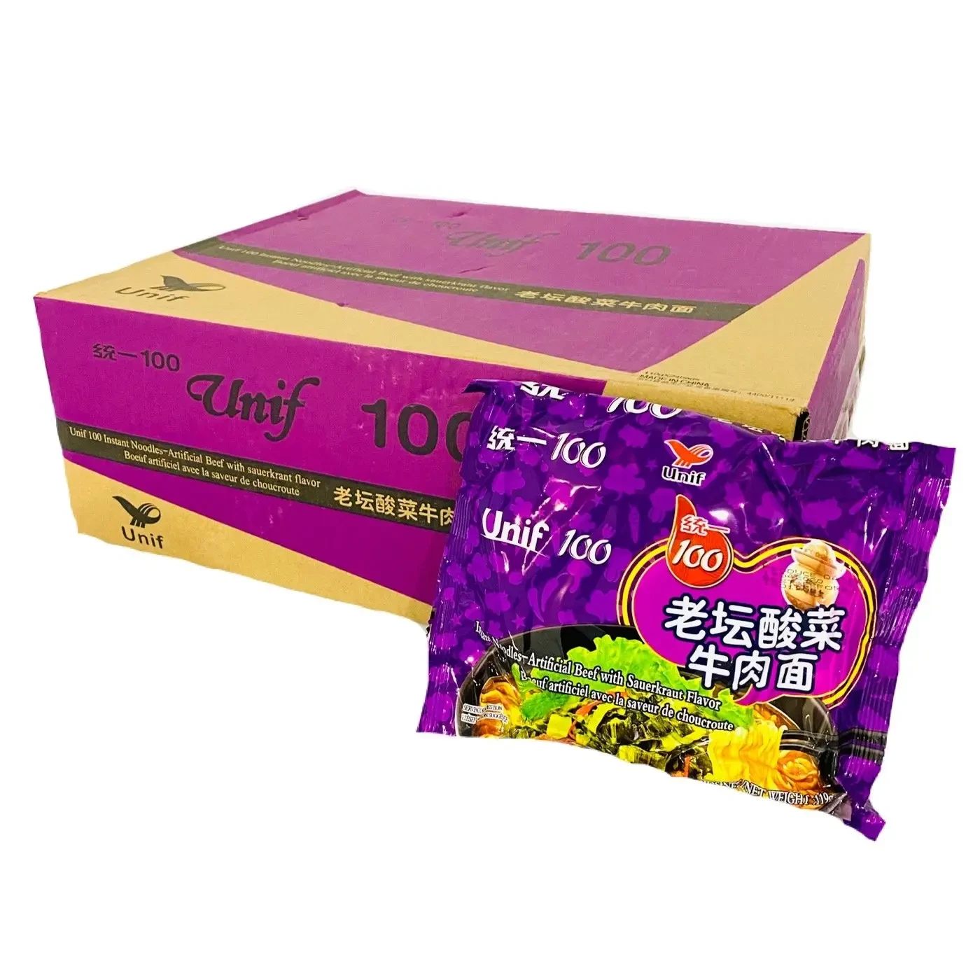 Unif Nudeln (Beutel) - Rindfleisch & Sauerkraut 119g (Box mit 24 Stück ...