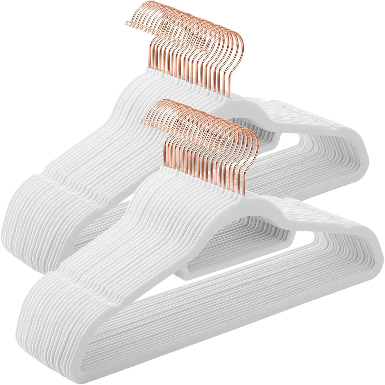 40er Set Samt Kleiderbügel, Creme, drehbarer Haken, Garderobenbügel