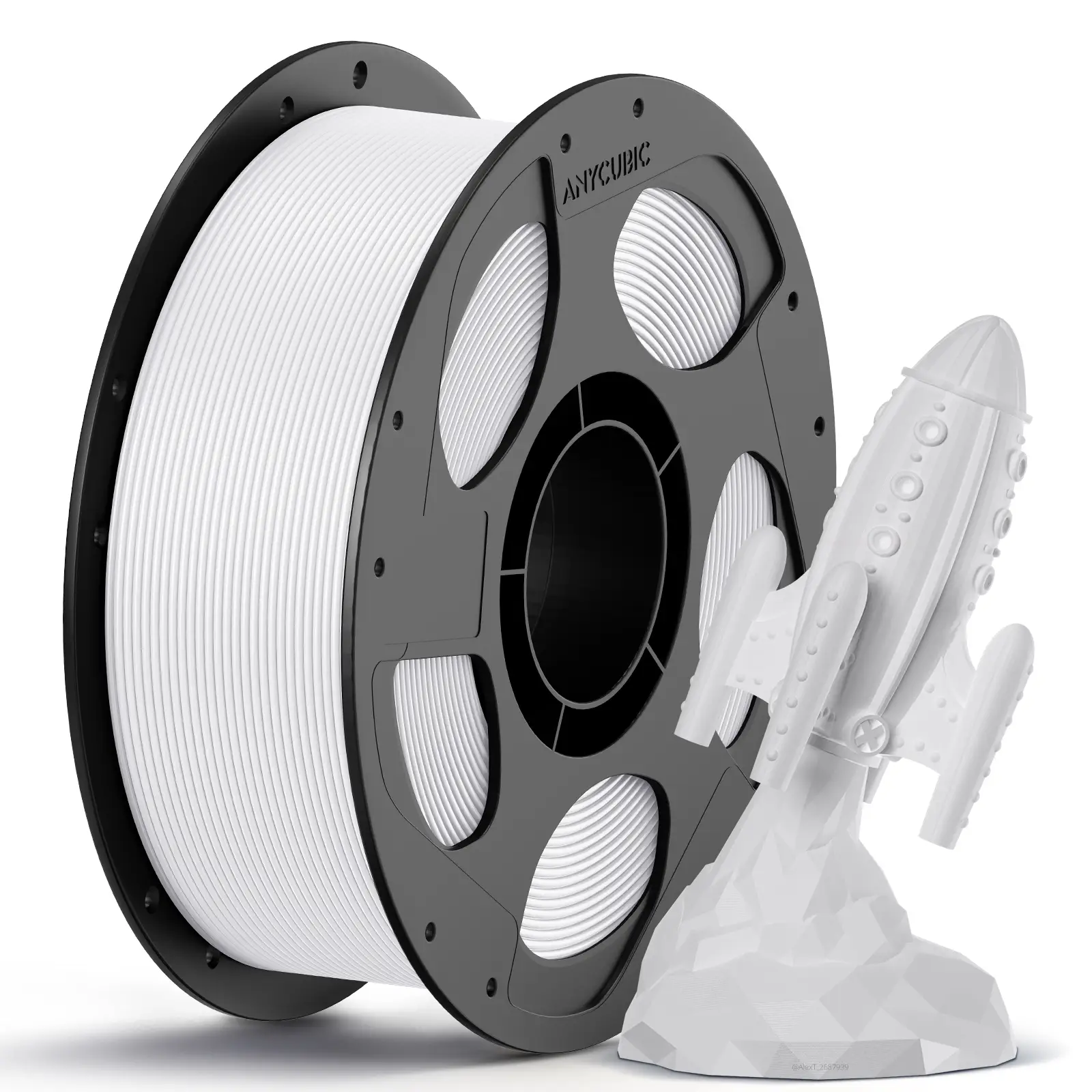 Anycubic White PETG Filament and 3D Printed Model