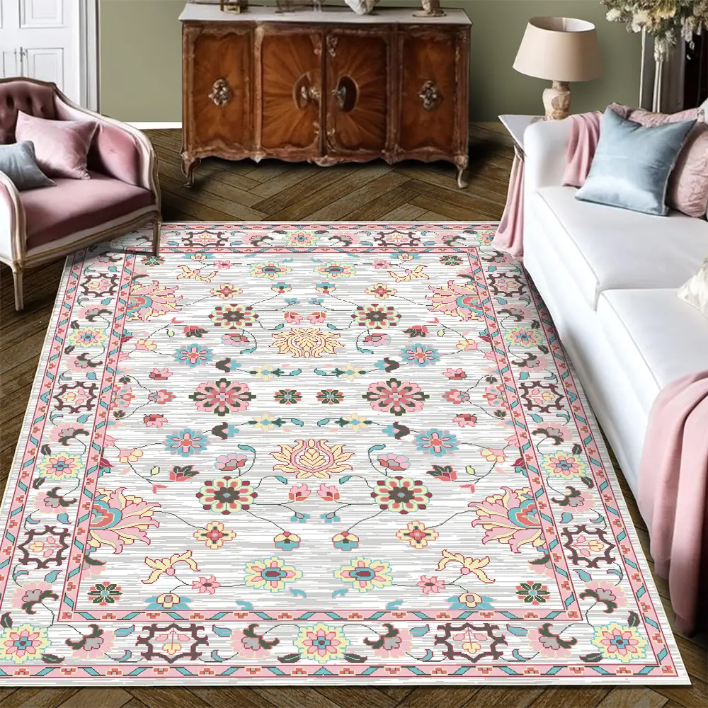 Boho Vintage Floral rugs, Non - Slip, Persian - Style Ornate Pattern ...