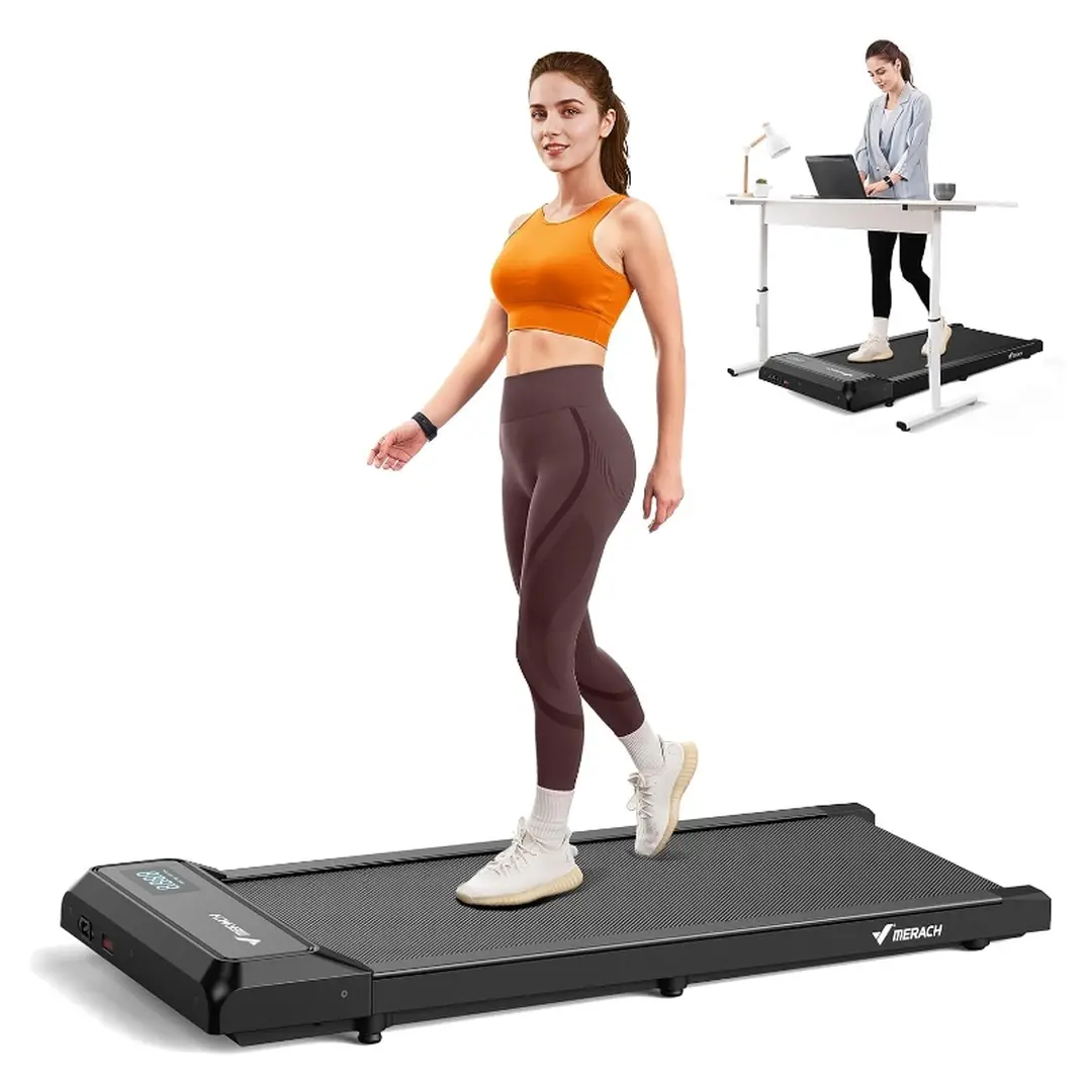 MERACH Walking Pad, Tapis de course sous bureau, Tapis de course portables mini pour la maison, Conception de moulage d'une seule pièce sans couture, Walkpad 265LBS avec télécommande, APP, Affichage LED