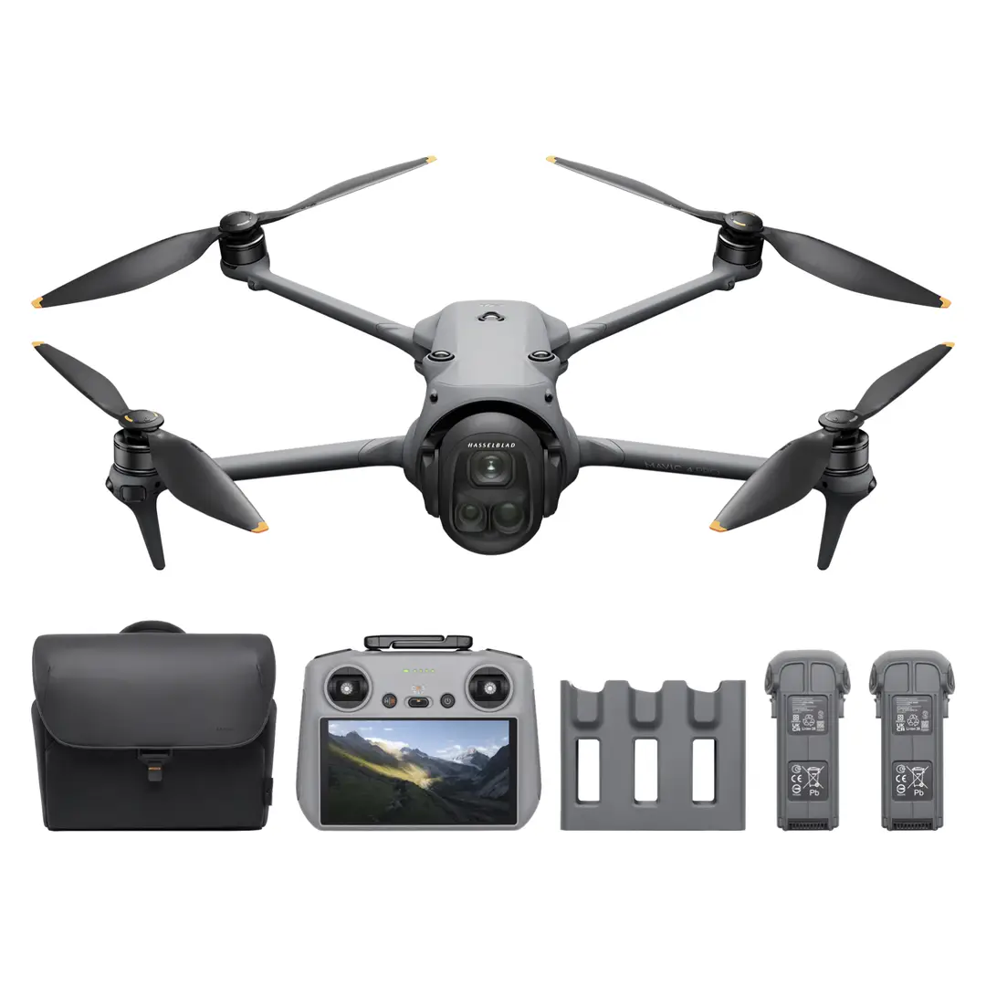 DJI Mavic 4 Pro Fly More Combo met DJI RC 2 - Vlagschip drone met triple-camera en 100MP 4/3 CMOS Hasselblad-camera, 30 km videotransmissie, maximale vliegtijd van 51 minuten, opladhub en accessoires