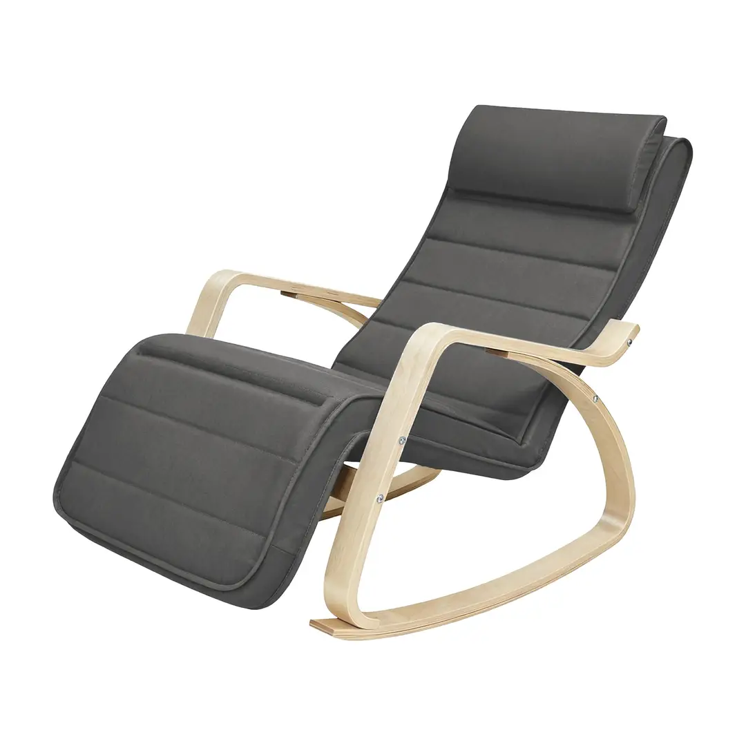 SONGMICSHOME Schaukelstuhl mit verstellbarer Fußstütze, Relaxstuhl für Wohnzimmer, 5 Positionen, dunkelgrau