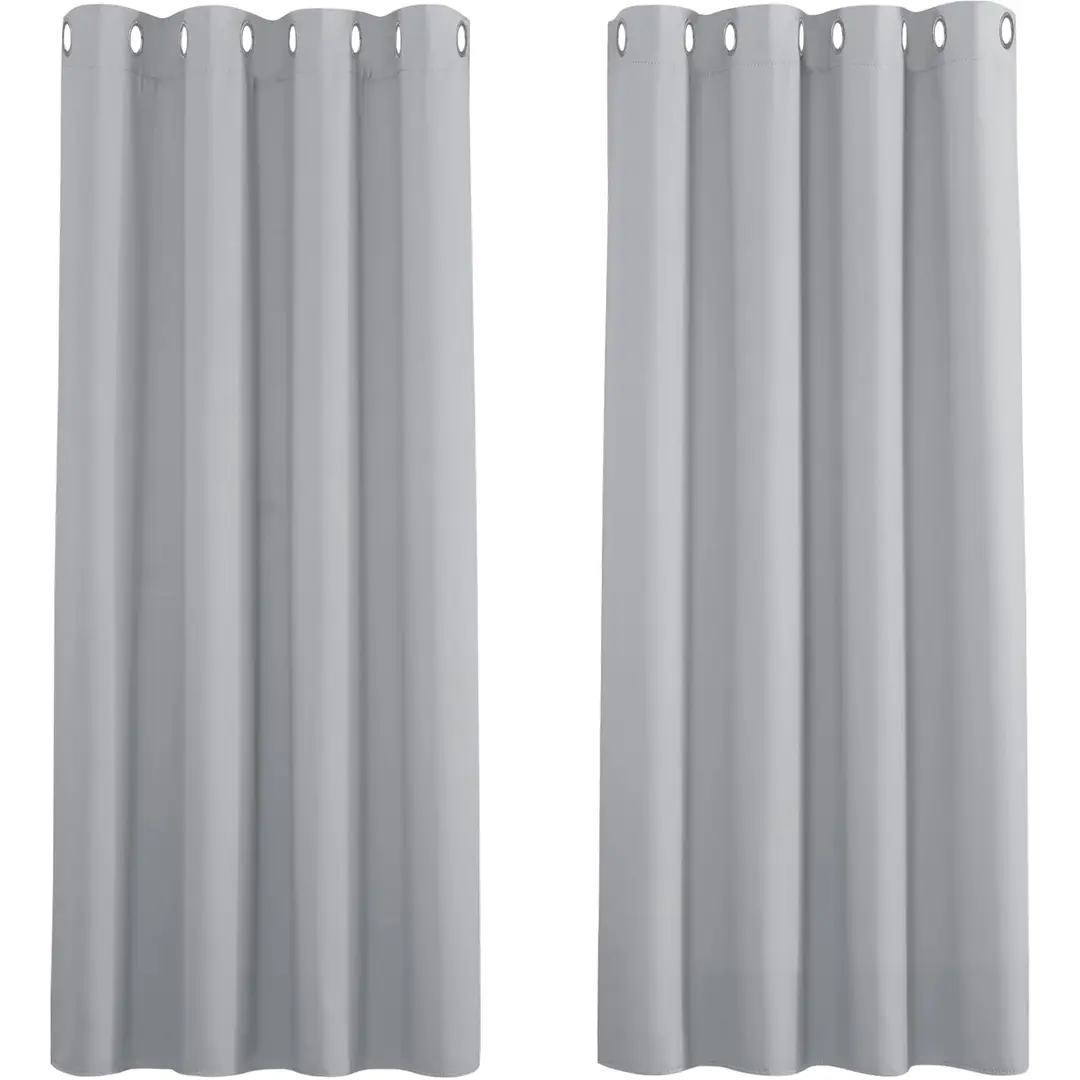 PONY DANCE Rideaux occultants à œillets, Largeur 117 x Hauteur 137 cm, Lot de 2 panneaux, gris argenté