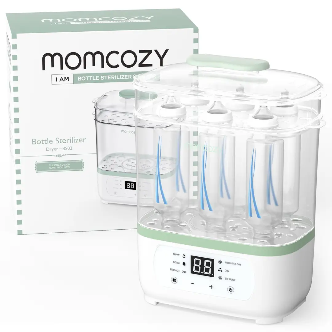 Momcozy Stérilisateur et sèche-biberon 8-en-1 à vapeur électrique, pour biberons, accessoires bébé et tire-lait