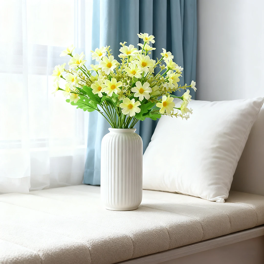 4Pcs 12.6in/32cm
Artificial Chrysanthemum Flowers Fake Bouquet Without Vase for Office Family Party Home Wedding Decorations,High-end Artificial Flowers Faux Floral Daisy Bouquet Pack for Decor(yellow)