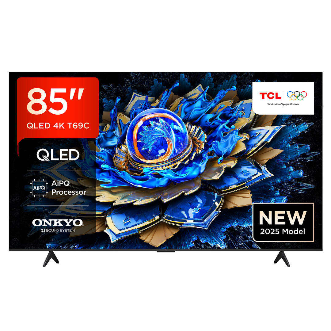 TCL 85T69C QLED Fernseher, 85 Zoll, 4K HDR, Smart TV mit Google TV, Dolby Vision & Atmos, Game Master, Motion Clarity, Google Assistant & Alexa