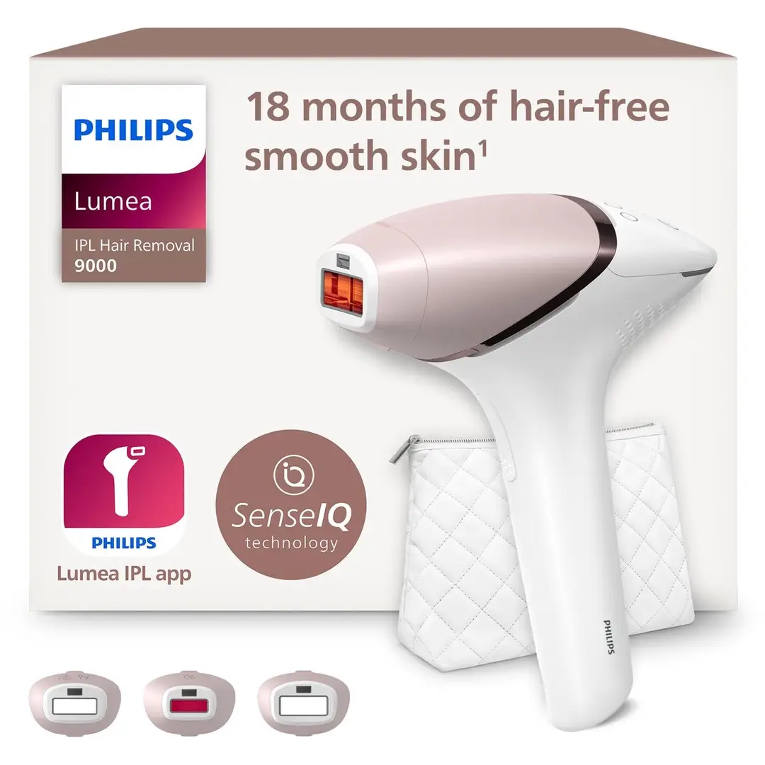 Philips Lumea IPL ontharingsapparaat 9000-serie - ontharingsapparaat met SenseIQ-technologie, 3 opzetstukken voor lichaam, gezicht en precisie, snoerloos gebruik BRI955/01