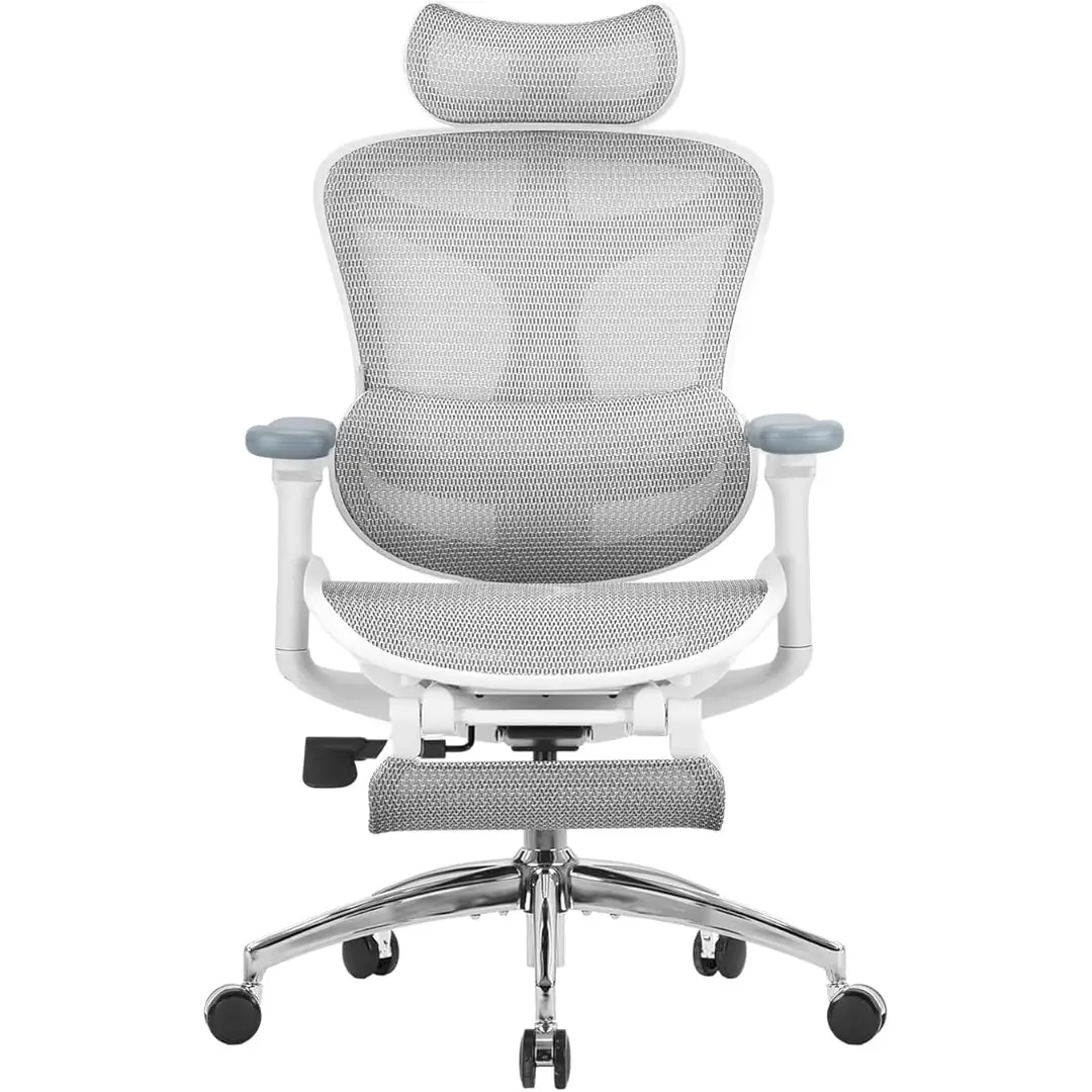 SIHOO Doro C300 Pro Ergonomic Office Chair with Ultra-Soft 6D Armrests, Dynamic Lumbar Support, Seat Depth Adjustment and Adjustable Backrest Desk Chair for Home Office with Pedal (White)