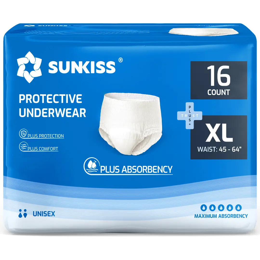 SUNKISS TrustPlus Inkontinenz Pants für Erwachsene, Saugfähige Windelhosen mit Elastischen Bündchen für Männer und Frauen, Diskreter Auslaufschutz bei Blasenschwäche, Größe XL, 16 Stück