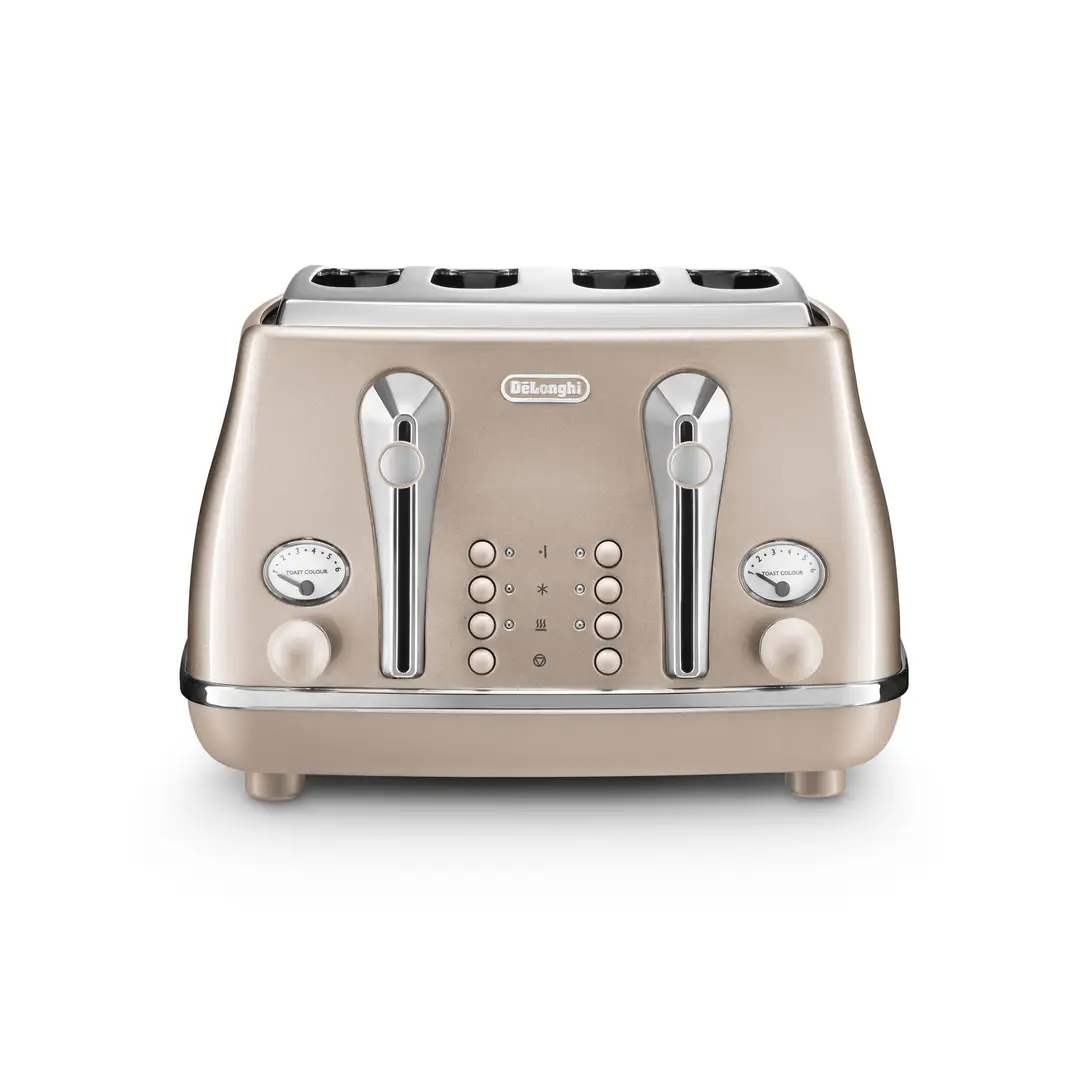 De'Longhi Icona Metalics 4 Slice Toaster, Beige, CTOT4003.BG