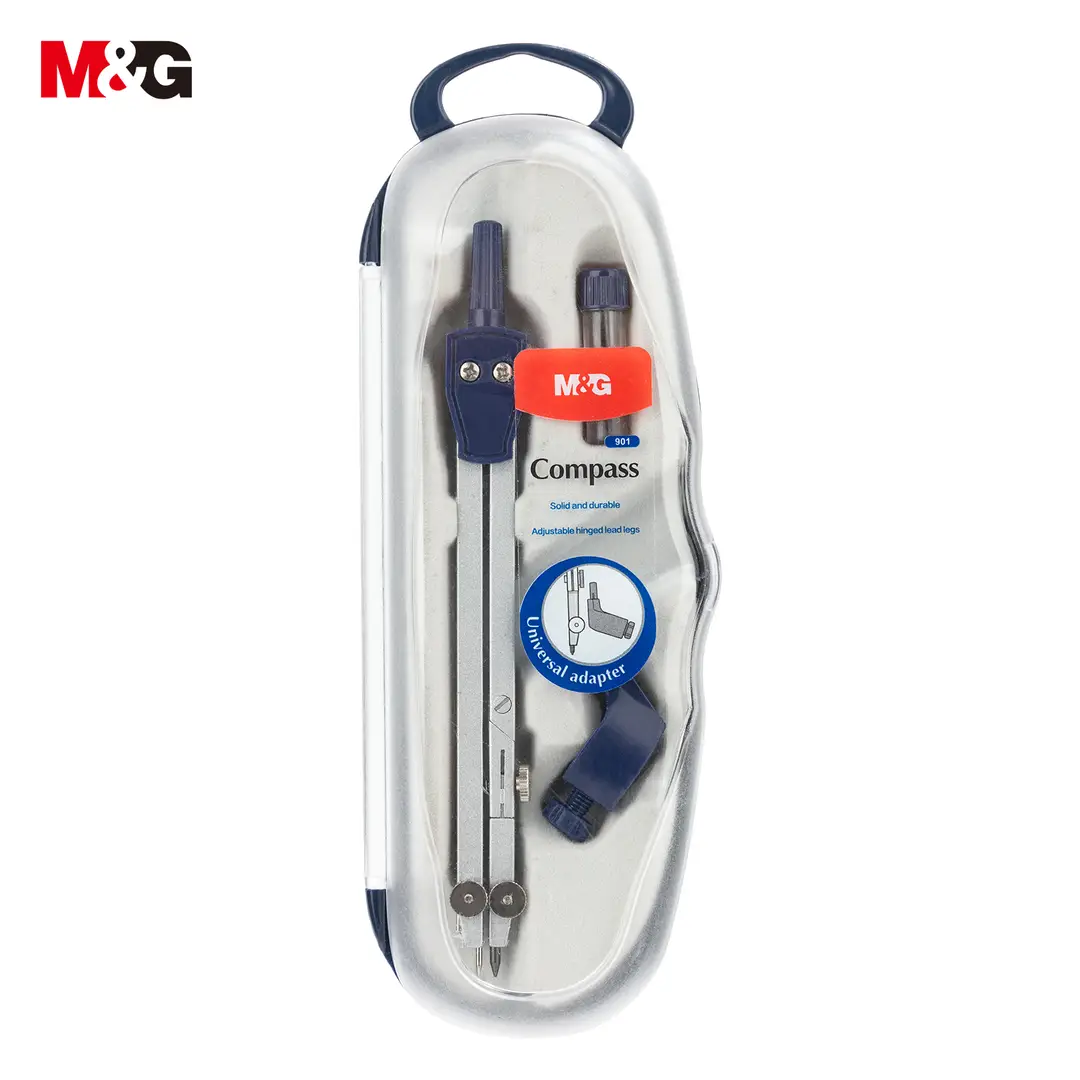 M&amp;G Kompass, 1 Stück, professioneller Metall-Zeichenkompass, Geometrie-Kompass mit Bleistiftadapter, verstellbarer Mathe-Kompass für Schule und Kunst, Zeichengerät
