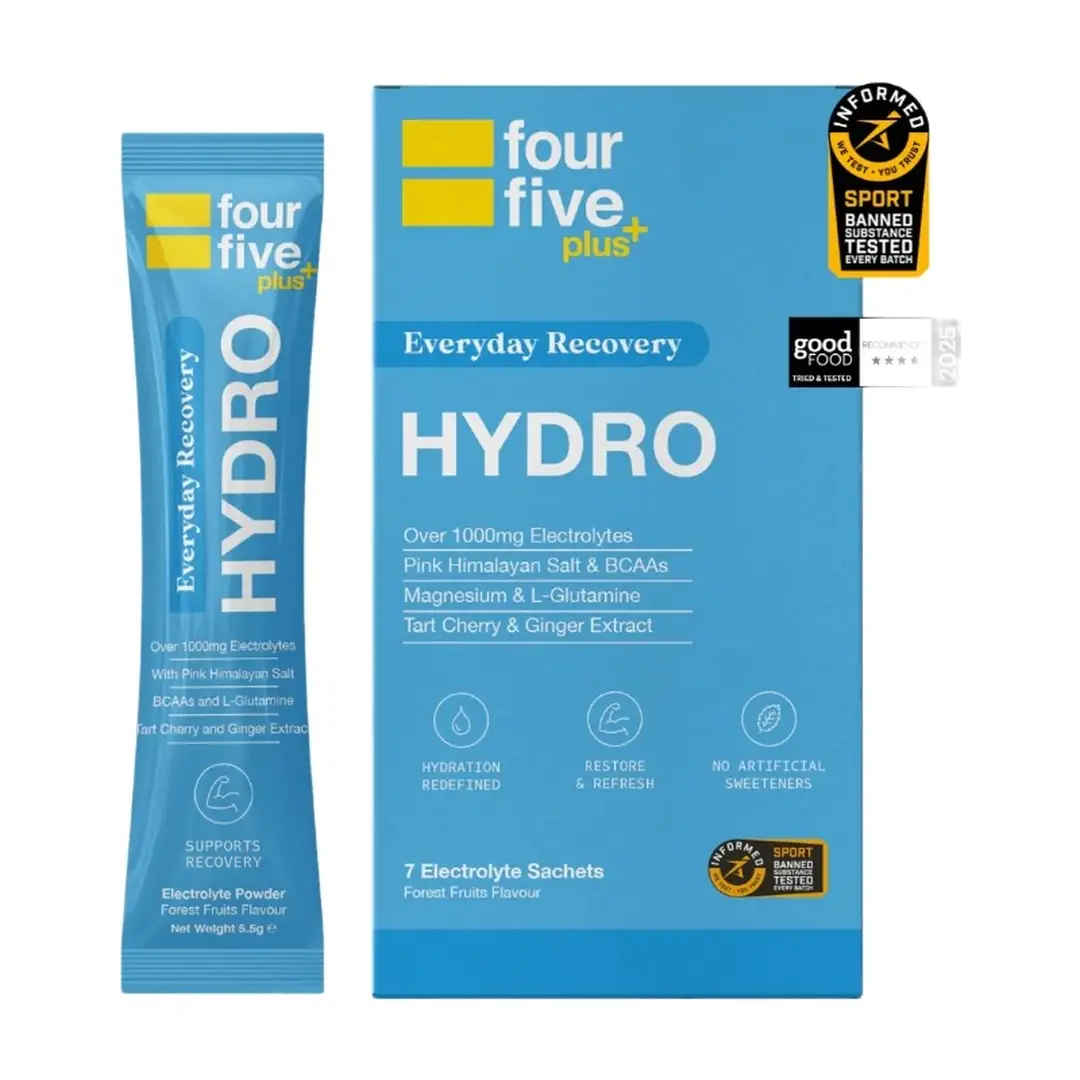 fourfive Everyday Recovery Hydration Powder with BCAAs & Vitamin B Complex, Low Calorie, 7 Sachets