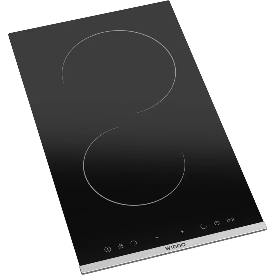 Wiggo WH-E312G(B) - Inbouw Inductiekookplaat - 30 cm - 2 kookzones - Touch bediening - 1 Fase Plug & play -  Zwart