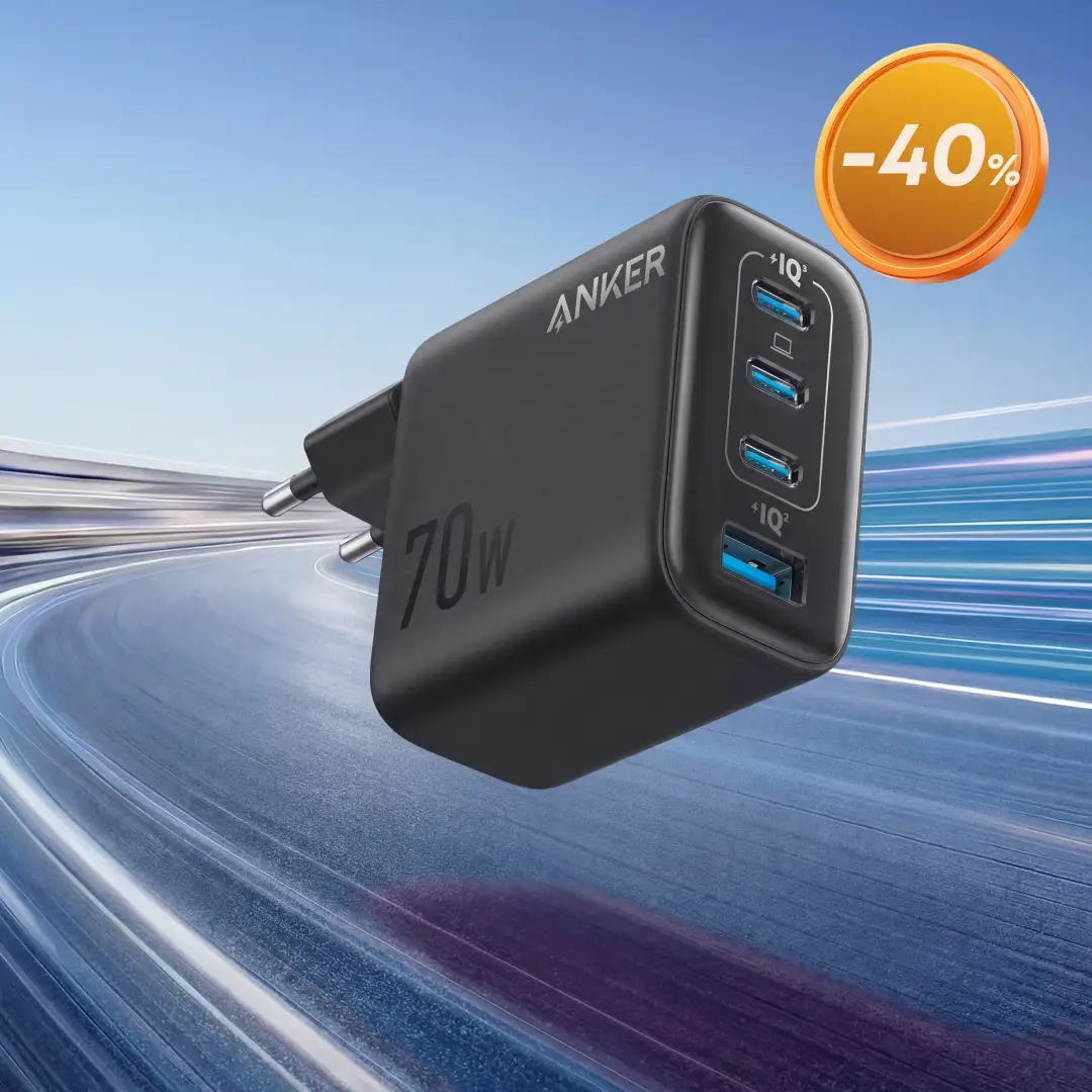 Anker Zolo Ladegerät (70 W, 4 Anschlüsse, PD 3.0) – Kompakt & stabil – kompatibel mit iPhone 17/16/15, MacBook Air, iPad, Pixel, Galaxy und vieles mehr (Kabel nicht enthalten)