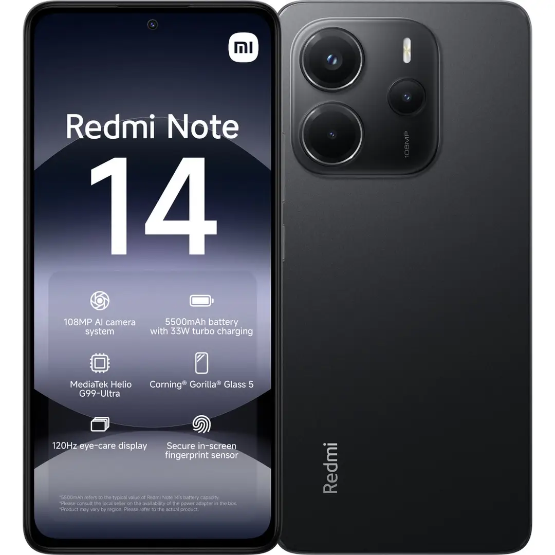 Redmi Note 14 Midnight Black 8 GB RAM + 256 GB opslag