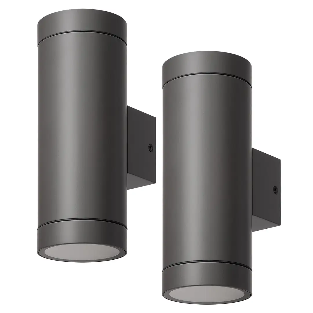 EDISHINE Up and Down Außenleuchte, Anthrazit Wandleuchte Außen, 2er-Set, IP44 wasserdicht, Wandlampe, Außenbeleuchtung für Hauswand, Terrassenbeleuchtung, Balkonlampe, modern, ohne Leuchtmittel