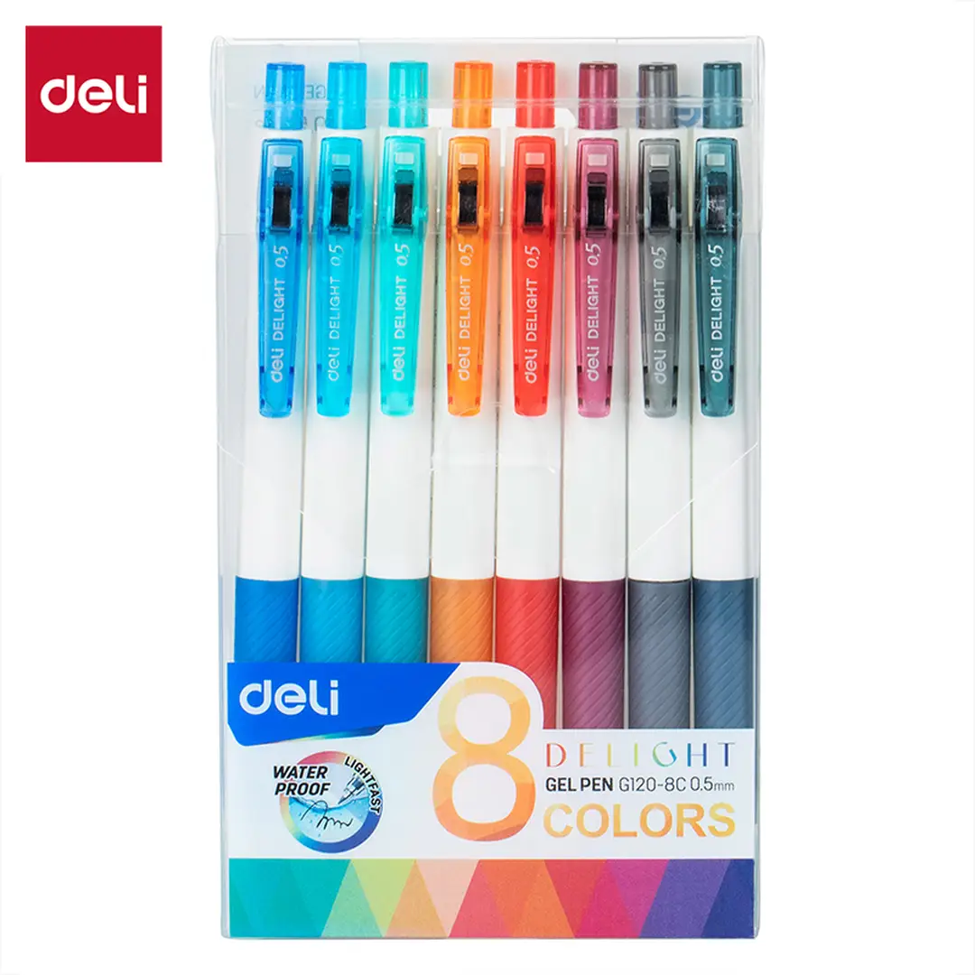 Deli 0,5mm Gelstifte, Büro- und Schulbedarf, 8-Farben-Set, 8er-Pack