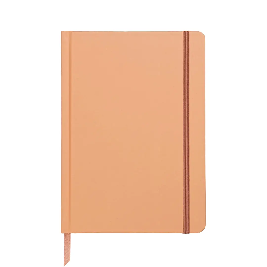 Jubiluu Ringbinder A5-Hardcover, 18 Monate, 112 Blatt (100 g Offestpapier), Lesezeichen & Gummiband - datenfreier Planer für langfristige Planung, Zielsetzung oder tägliche Organisation - Pfirsich-Orange