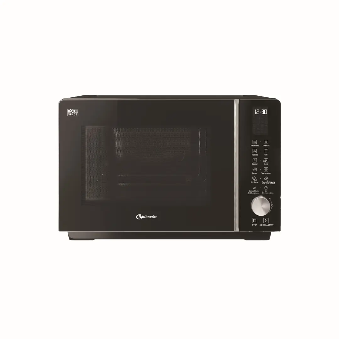 Bauknecht MF 255 B Mikrowelle/Extra viel Platz – ohne Drehteller/Mein Menü/Sonderprogramme/Dampfgaren inkl. Dampfgarbehälter/Heißluft/Quarzgrill/Auto Clean/Automatik/Rezepte/25 l