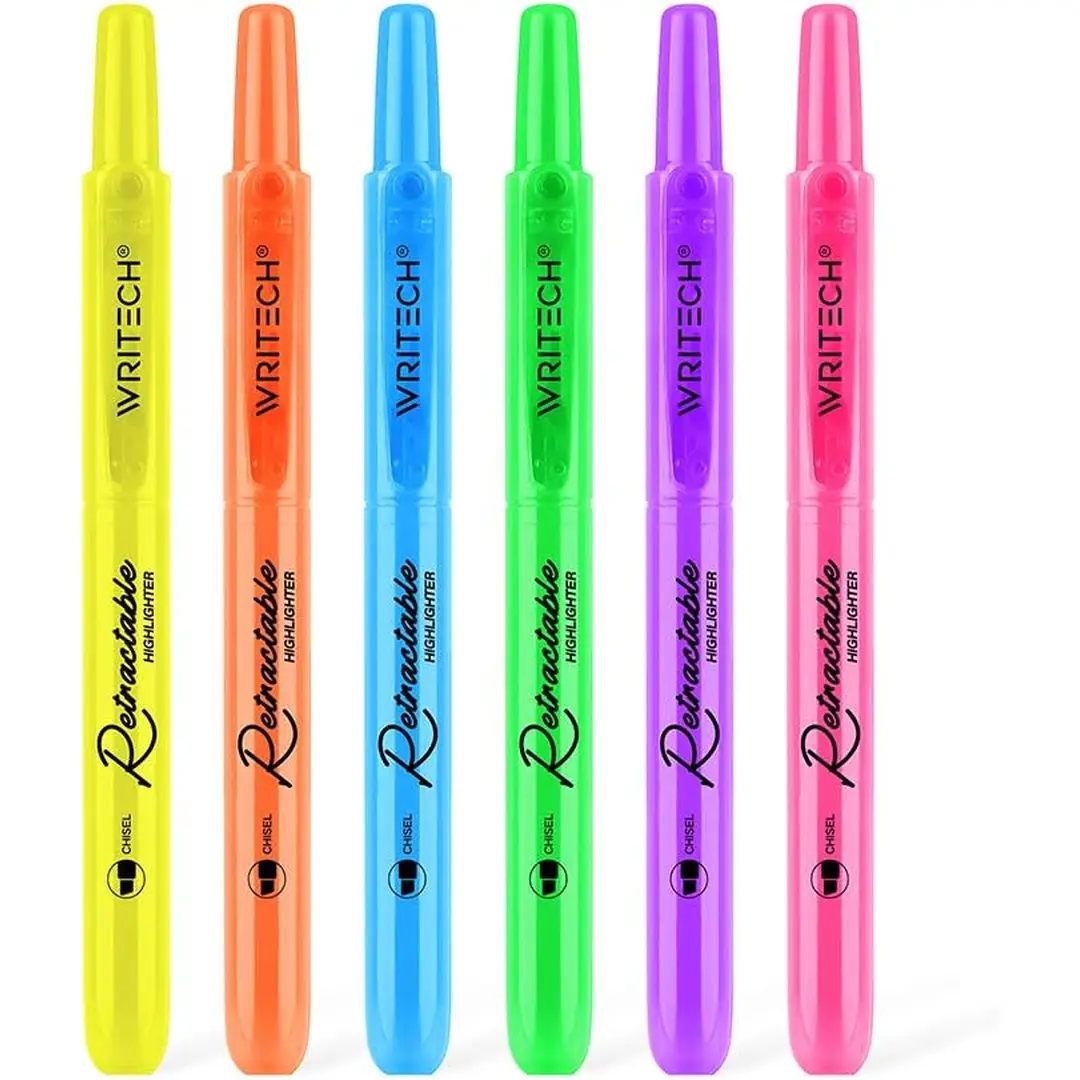 WRITECH Retractable Highlighter Assorted Colors: Chisel Tip Click Aesthetic Highlighter Marker Pens Pack Multi Colored Ink No Bleed Smear for Highlighting Journaling (12ct Neon+Pastel) - WRITECH Retraktible Highlighter Assorted Colors: Chisel Tip Click Aesthetic Highlighter Marker Pens Pack Multi Colored Ink No Bleed Smear zum Hervorheben und Journaling (12 Stück Neon+Pastell)