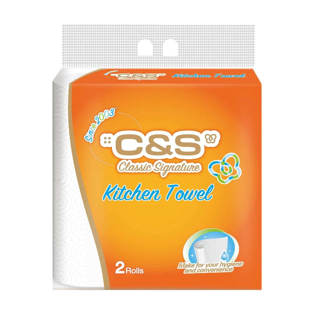 C&S Papier essuie-tout absorbant graisse et eau, 2 épaisseurs - Lot de 2 x 70 feuilles