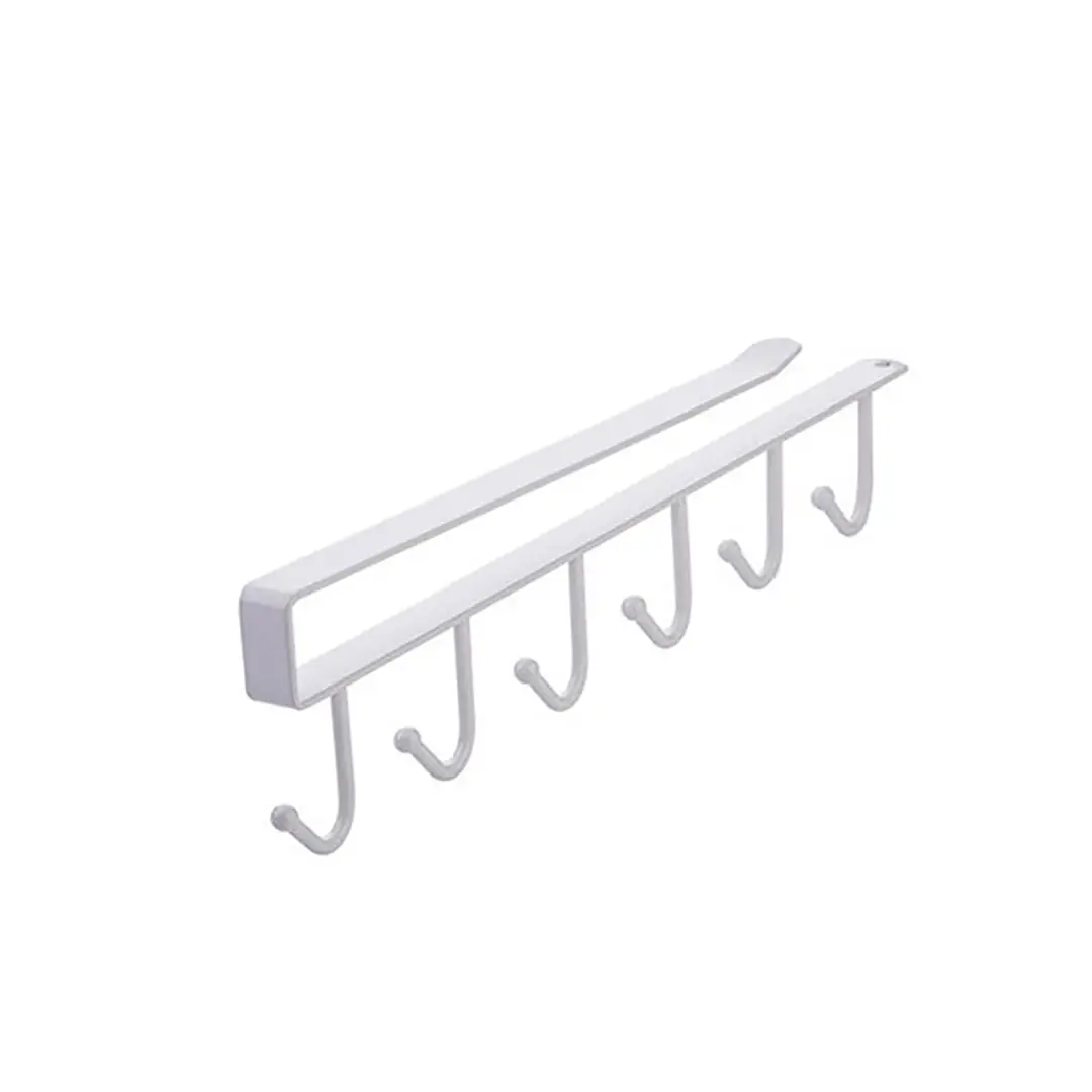 Mug Hanger Rack, Under Shelf Storage Hooks Organizer Hanging Holder for Cabinet Pantry Kitchen Cupboard Desk Counter Bookshelf Organization White