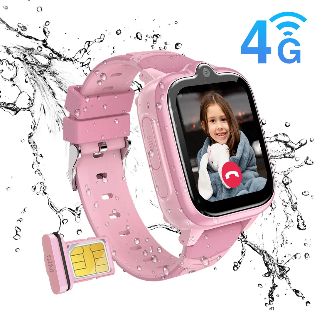 Blackview Z10 Kinder-Smartwatch mit GPS und 4G-Videoanrufen, Bluetooth, IP67-Wasserfestigkeit, 1,83" IPS-Display, 1GB+8GB Speicher, 680mAh Akku, Beschleunigungssensor, LBS+WiFi+GPS-Ortung, SOS-Funktion, installierbare Apps, Pink
