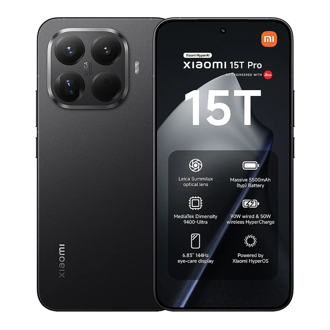 Xiaomi 15T Pro, Smartphone, 12 + 512 GB, 6,83 Zoll 144Hz Augenschutzdisplay, MediaTek Dimensity 9400+, 50 MP Leica 5X Pro Teleobjektiv, 5500 mAh, Schwarz, 2 Jahre Garantie.