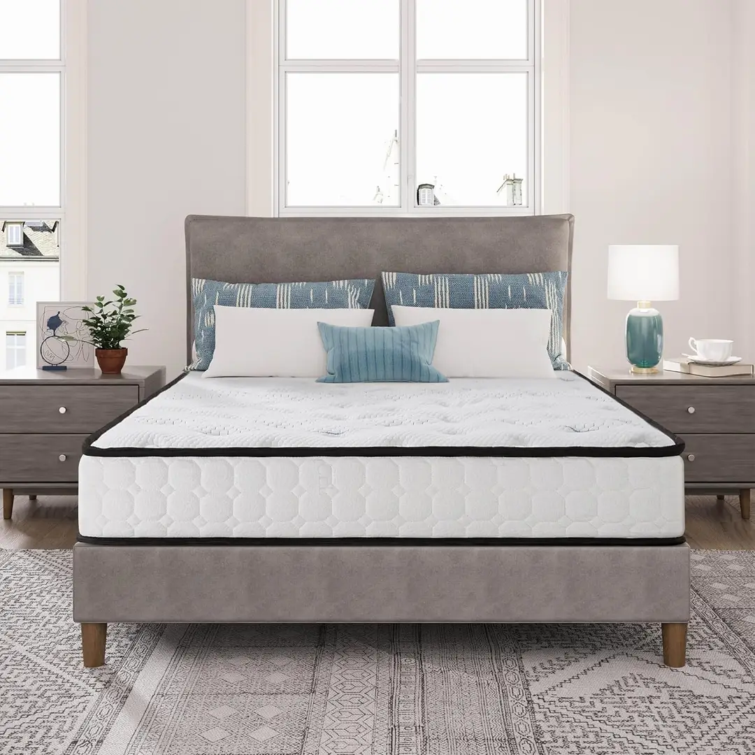 EGO HOME 7-Zonen-Taschenfederkernmatratze 90 x 190 x 22 cm, Höhe 22 cm, mit Memory Foam und Mikrofaserbezug, Härtegrad H3, 90 x 190 cm, OEKO-TEX zertifiziert