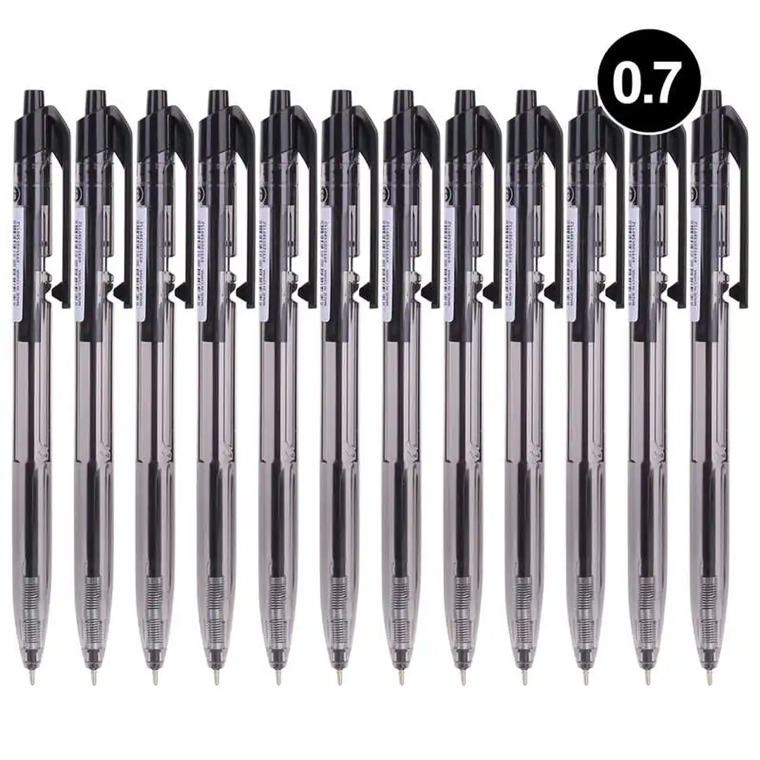 Stylo roulé en encre gélifiée Deli, fournitures de bureau, 0,7 mm, noir, 12 pièces