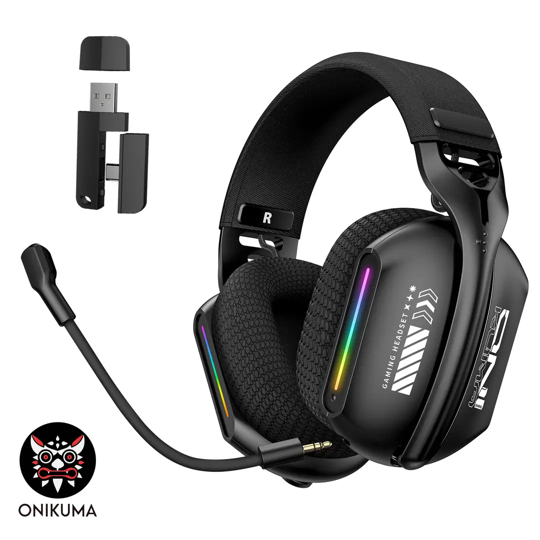 ONIKUMA GT808 Casque sans fil circum-aural 3 modes - Son Hi-Fi, microphone intégré, casque de jeu sans fil rétroéclairé