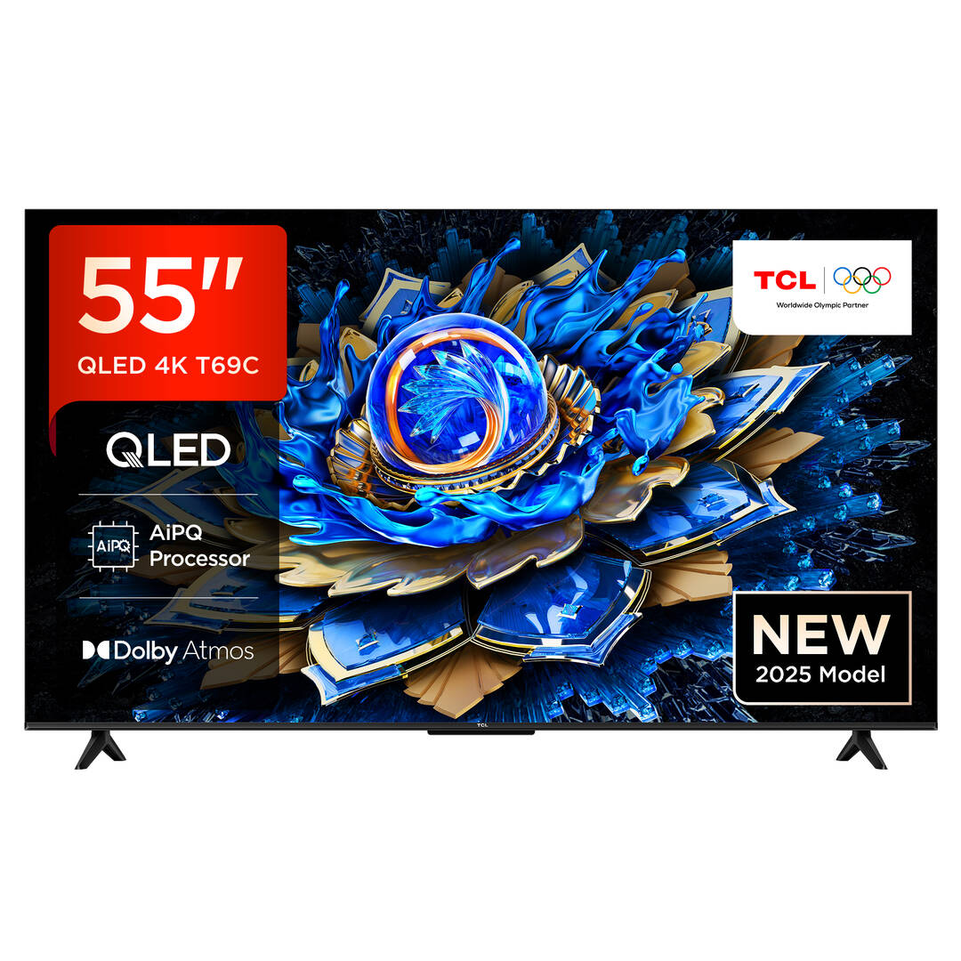 TCL 55T69C 55 Zoll QLED, Direct LED, 4K HDR, Smart Google TV Dolby Vision & Atmos, Game Master, Motion Clarity, Google Assistant & Alexa