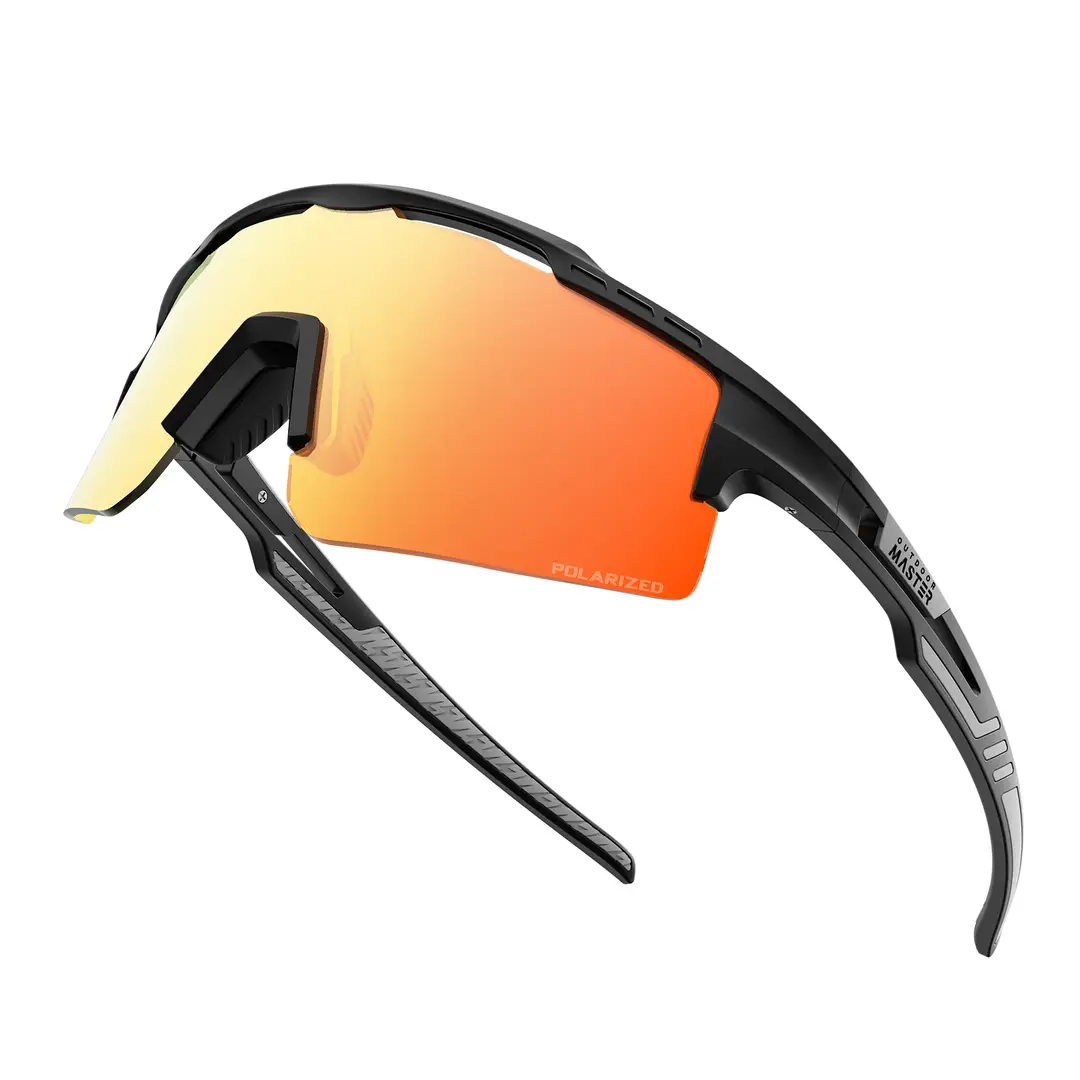 OutdoorMaster Hawk II Lunettes de sport polarisées - Noir/orange