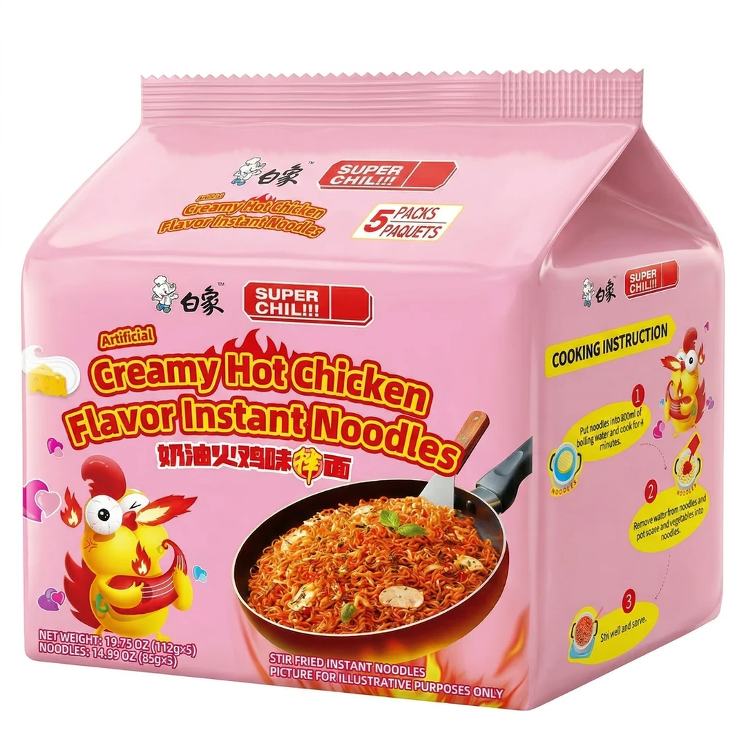 Bai Xiang Nouilles instantanées saveur poulet épicé - 112 g x 5