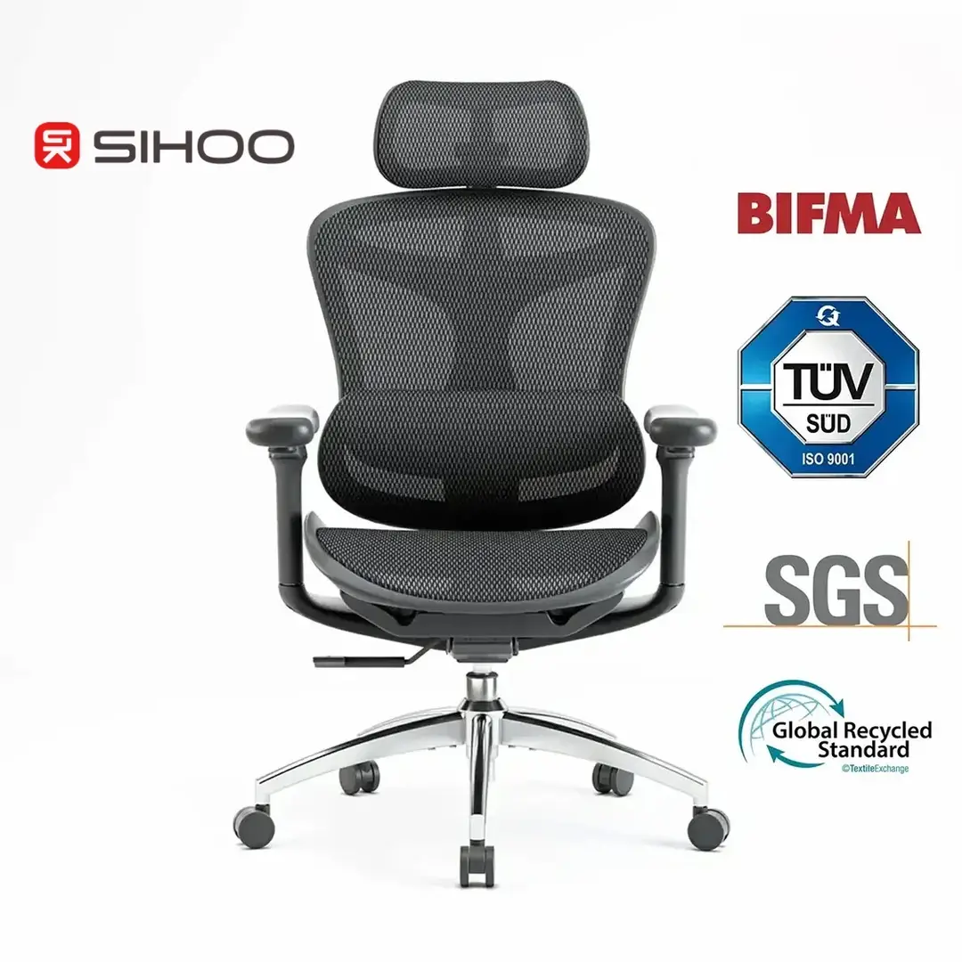 SIHOO Doro C300 Ergonomischer Bürostuhl mit ultraweichen 3D-Armlehnen, dynamischer Lordosenstütze und verstellbarer Rückenlehne, für das Homeoffice (Schwarz)