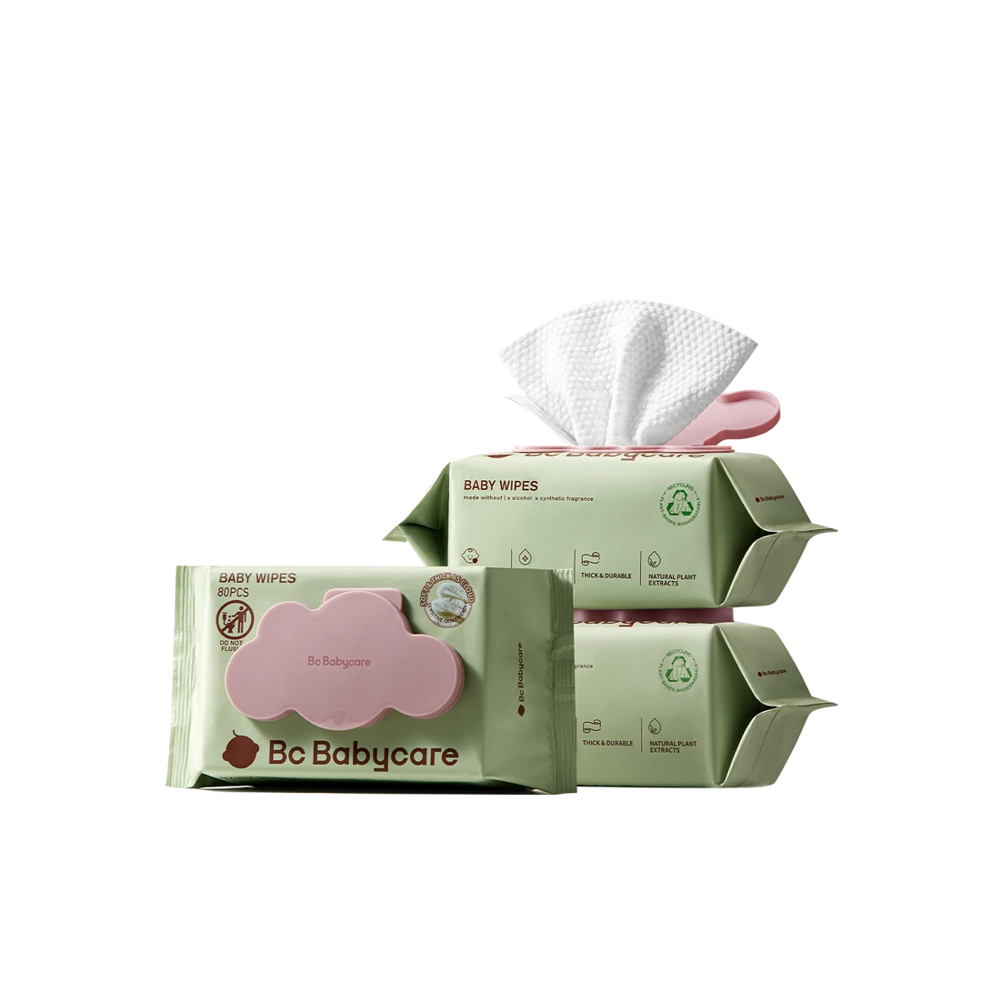Bc Babycare Baby Hand & Mouth Wipes - 1 Case (3 Packs), 80 Sheets Each, 200*150mm - EU Version