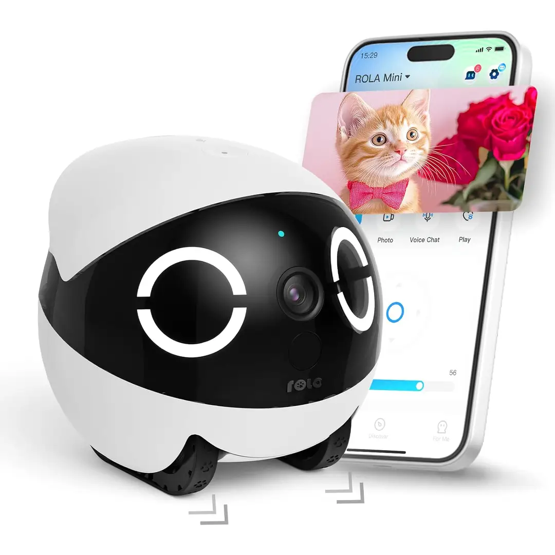 ENABOT ROLA Mini 2K Camera Pet Robot, HD Surveillance & Remote Companion for Pets