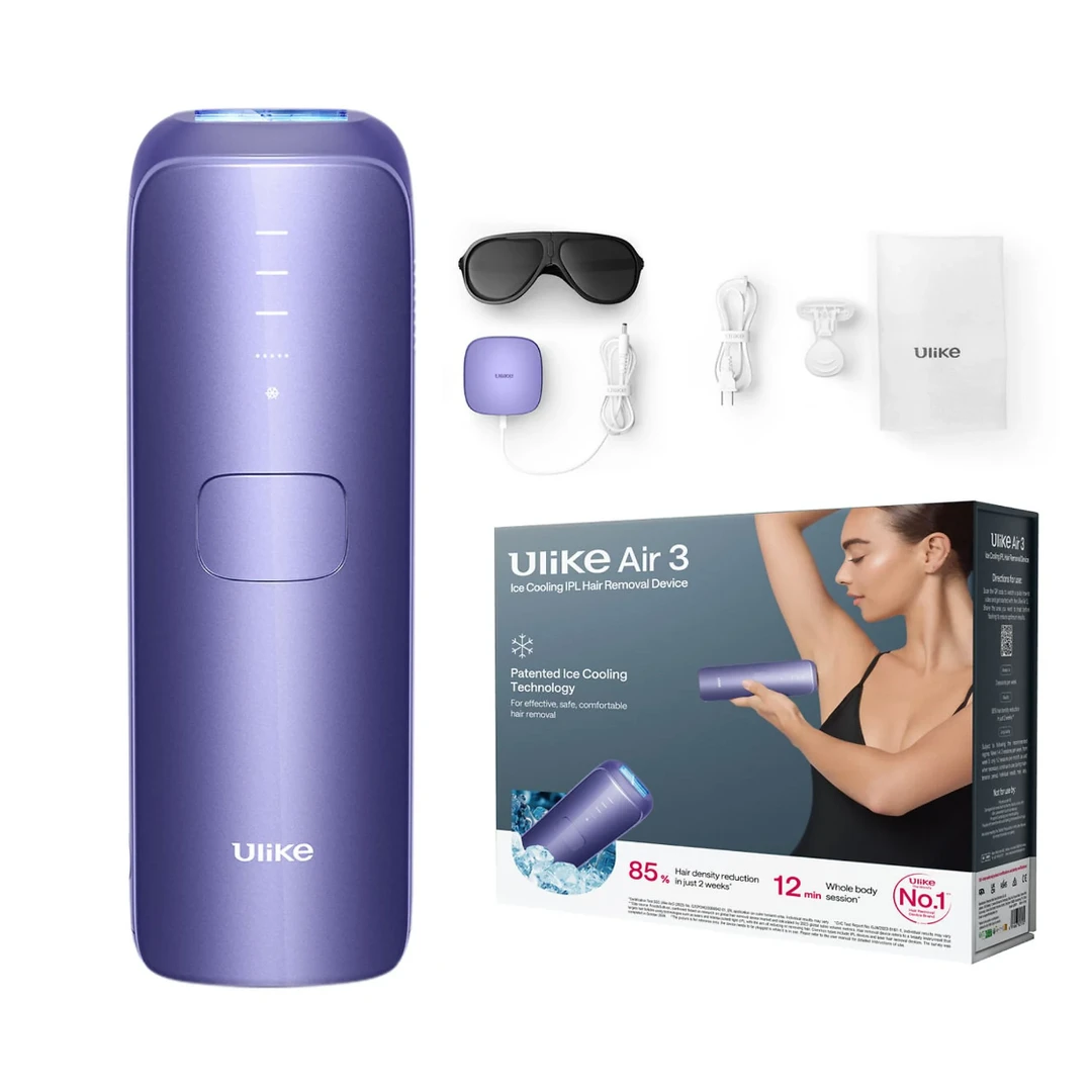Ulike Air 3 IPL Ontharingsapparaat voor gezicht en lichaam thuis, Alternatief voor laserontharing, met saffier-ijskoude systeem voor pijnloze langdurige resultaten, Wit