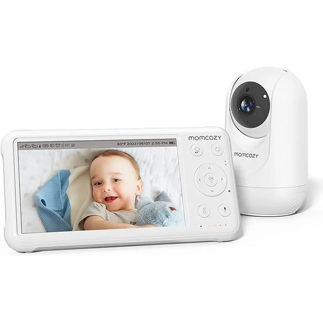 Momcozy BM01 1080P HD Video Baby Monitor with Camera & Wall Mount, Infrared Night Vision, 5000mAh Battery, 2-Way Audio, Temperature Sensor, Lullabies, 960ft Range, Single Unit