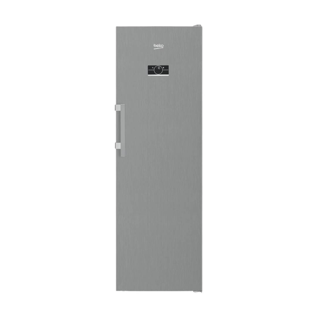 Beko B7RFNE315XP Gefrierschrank, 286 l Nettovolumen, No Frost, Schnellgefrierfunktion, Multifunktionsdisplay, 5 Gefrierschubladen + 3 Fächer, 34 dB (A), In unbeheizten Räumen nutzbar, Edelstahl-Look [Energieklasse D]