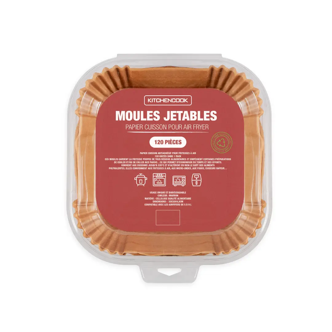 KITCHENCOOK Caissettes en papier jetables pour friteuse sans huile, modèle AIRFRYPAPER20, lot de 120