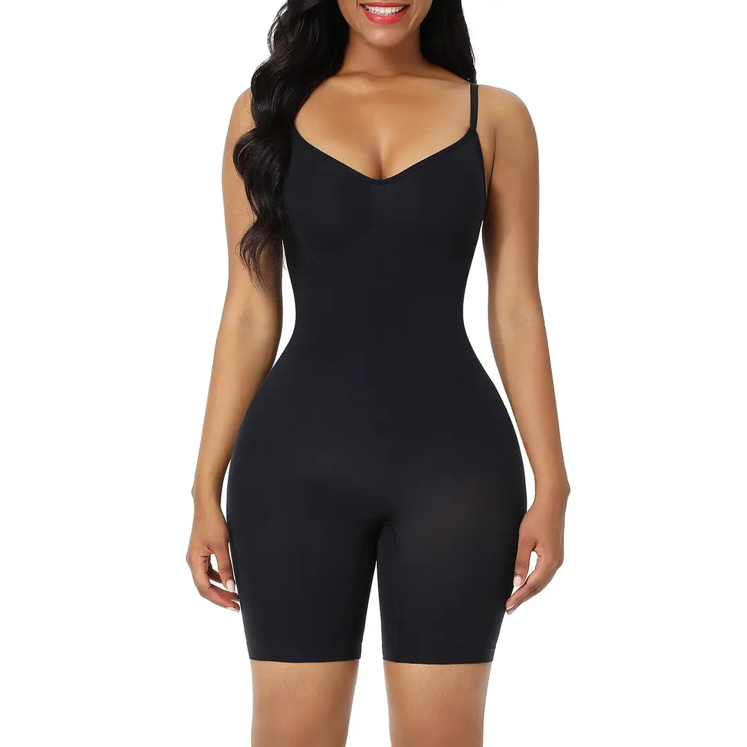 Feelingirl Tummy Control Seamless Mid-Thigh Bodysuit Butt Lifter Shapewear for Women XL/XXL Black, Couple Gift Perfect Gift