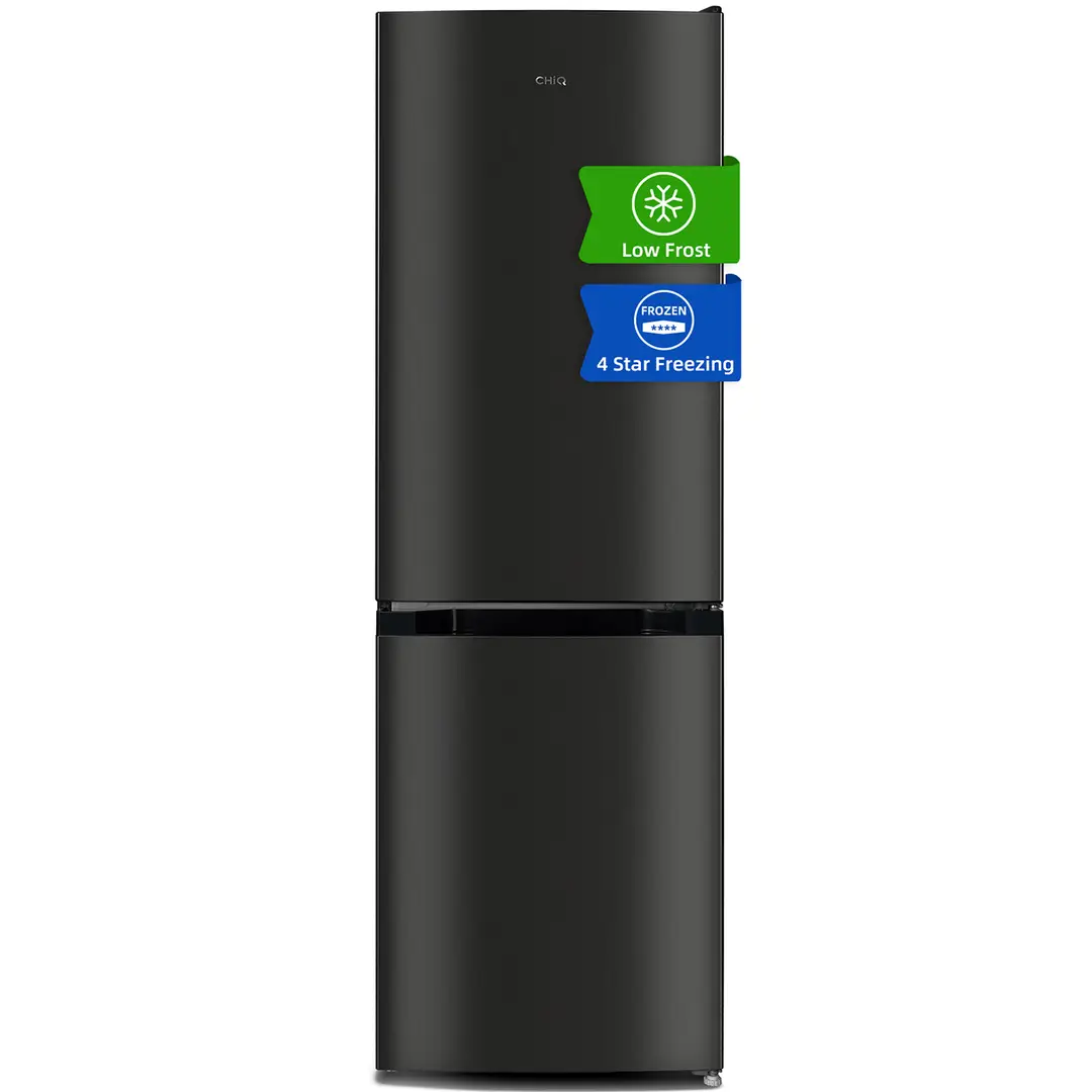 CHiQ koelkast met vriesvak, 157 liter (109+48), Low Frost, hoogte 144 cm, vriesvak 4 sterren, 39 db, omkeerbare deur, 12 jaar garantie op compressor [energieklasse E] FBM157L42