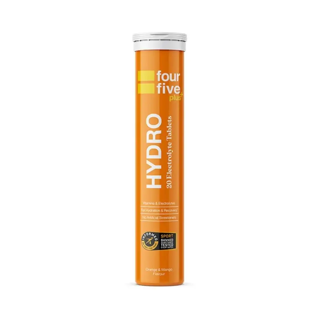 fourfive Electrolyte Tablets Orange & Mango, Essential Vitamins & Electrolytes for Hydration & Recovery, Vegan, 20 Tablets