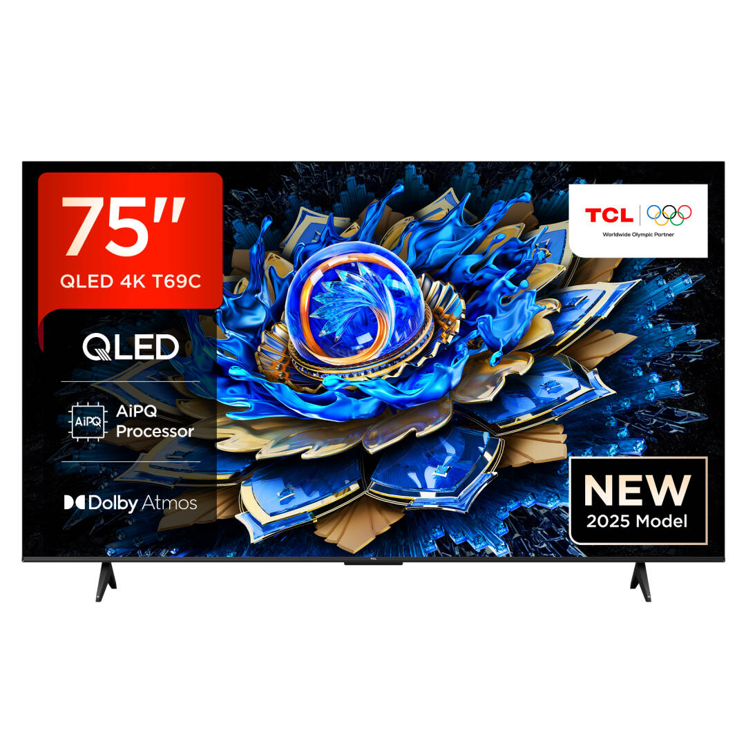 TCL 75T69C 75 Zoll QLED, Direct LED, 4K HDR, Smart Google TV Dolby Vision & Atmos, Game Master, Motion Clarity, Google Assistant & Alexa